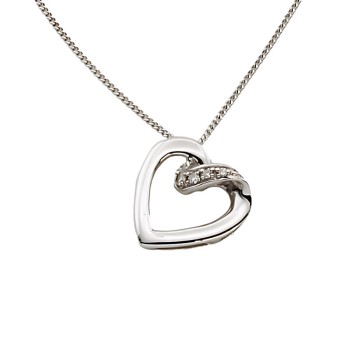 9ct White Gold Diamond Pendant with Chain